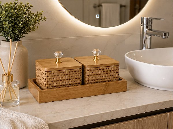 Kit Organizador em MDF com Bandeja