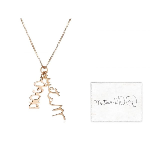 Pingente Minha Escrita - 2 Escritas Ouro