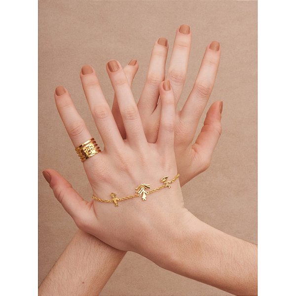 Pulseira Olha Meu Desenho com Corrente Prata