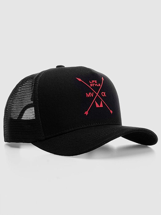 Boné Trucker Texas Preto e Vermelho MVCK