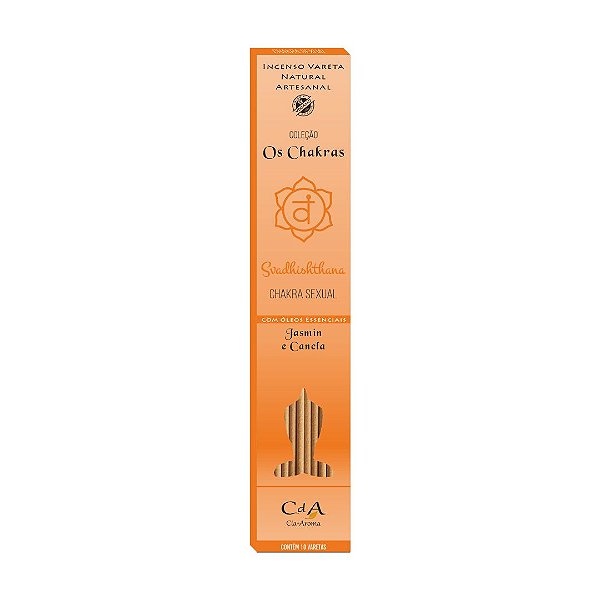 Incenso Vareta os Chakras - Sexual - Jasmin e Canela 10 Varetas - Cia do Aroma