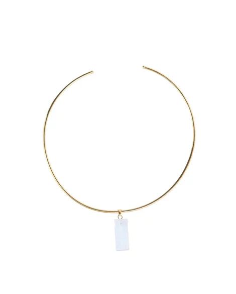 2515 - CHOKER SELENITA BRANCA BANHO OURO