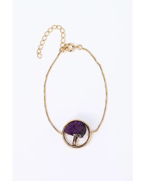 PULSEIRA PURPURITA BRUTA BANHO OURO
