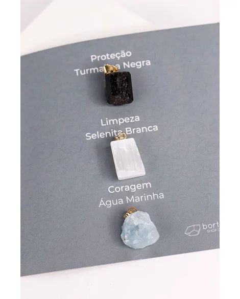 KIT PINGENTES EU DESEJO PROTECAO BANHADO OURO