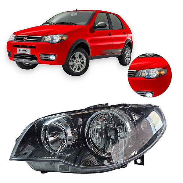 FAROL PALIO FIRE WAY 2004 2005 2006 2007 2008 A 2017 FUME MASCARA NEGRA ORIGINAL FIAT 51976627