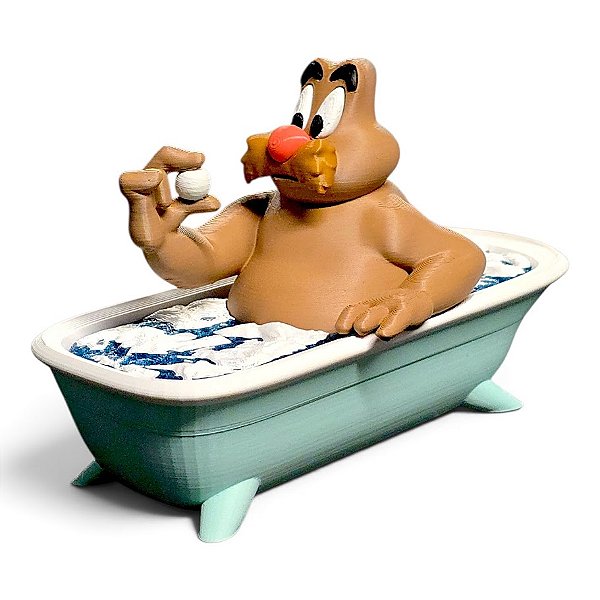 Leôncio na Banheira "Bolinha de Gorfe" Action Figure Colecionável 10cm