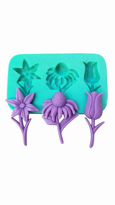 Molde 3 Flores Decoração Pasta Artesanato