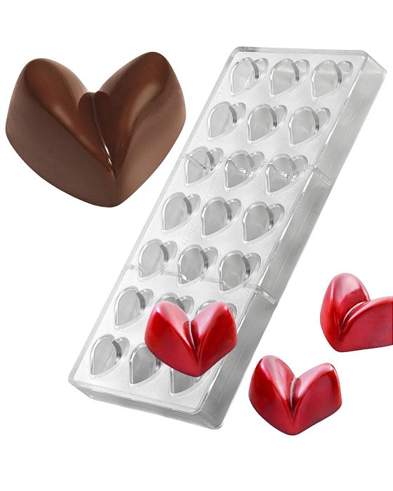 Forma Reutilizável Chocolate Bombom Coração 3D Poliestireno Doces Decoração