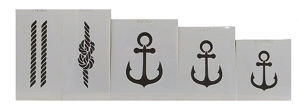 Stencil para Decoração Âncora Corda 5 pçs - GMEZN955