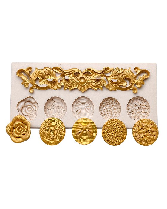 Molde Silicone Botão de Laço, flor e Presentes para Decoração de Bolos, Lembrancinhas, Pasta Americana.