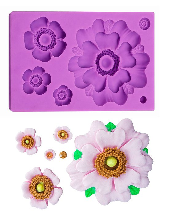 Molde Silicone Flores Pasta Americana Biscuit