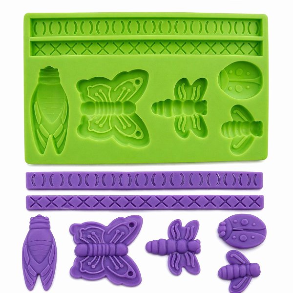 Molde Insetos Borboleta Mariposa Joaninha Pasta Americana Decoração