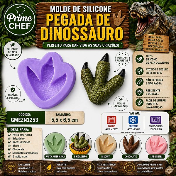 Molde Pata Dinossauro Silicone Pasta Americana