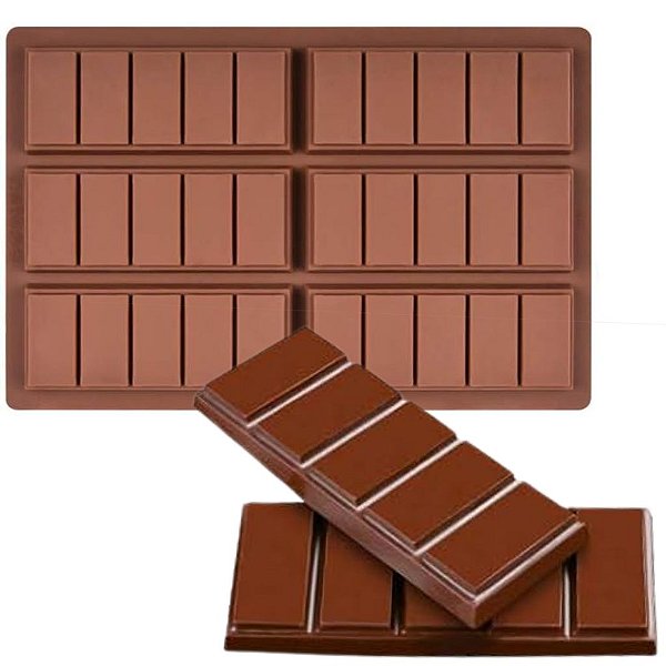 Forma Barra de Chocolate Em Silicone 6 Cavidades 25cm