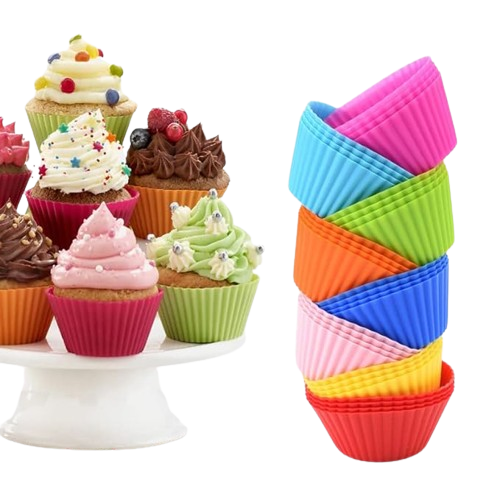 Kit 12 Forminhas Cupcake Em Silicone Petit Gateau Empada