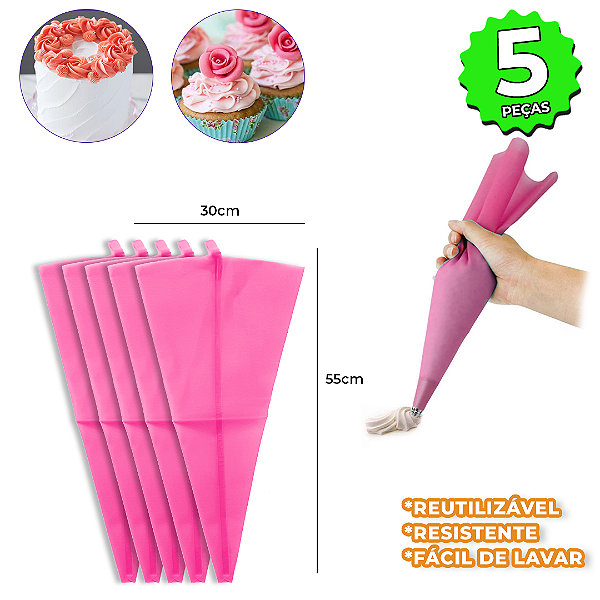 Kit 10 Saco/Manga de Confeitar Reutilizável Grande 55cm