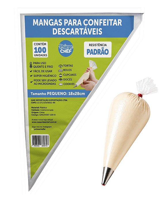 Saco de Confeitar Descartável Profissional Pequeno 100 unidades - Prime Chef