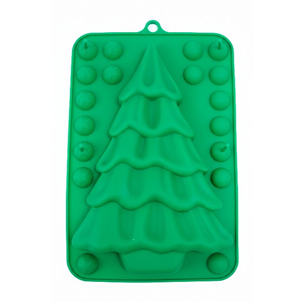 Forma de Silicone Natalina Árvore de Natal 3D com Enfeites
