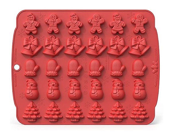 Forma Silicone Natalina Boneco Gingerbread Sinos Luvas Boneco Neve e Árvore