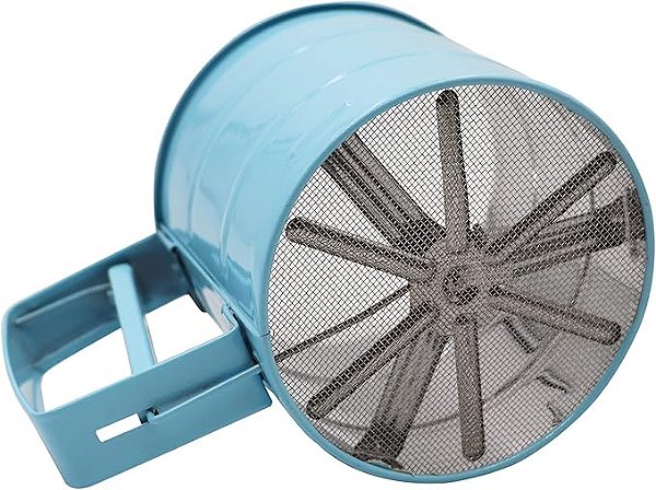 Polvilhador Em Aço Inox Peneira Com Gatilho - Azul