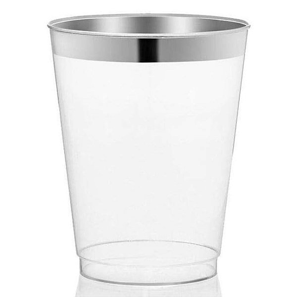 Kit 5 Copos 300ml Descartáveis De Luxo Em Plástico Prata