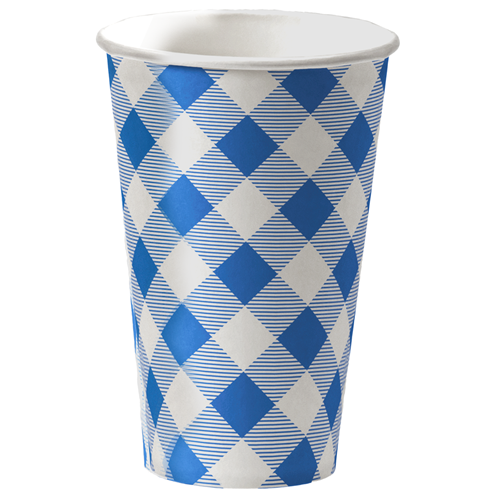 Kit 10 Copos 270ml Descartáveis de Luxo em Papel Para Festa Junina - Azul e Branco