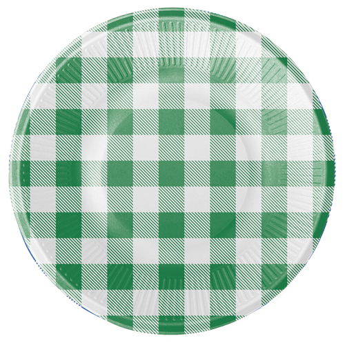 KIT 10 Pratos Sobremesa 18cm Papel Para Festa Junina - Verde e Branco