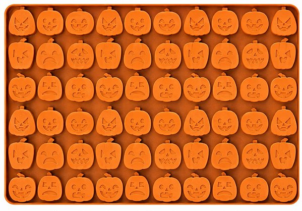 Forma de Silicone Halloween Abóbora 60 Cavidades Para Chocolate, Doces, Gelo e Confeitaria Festa