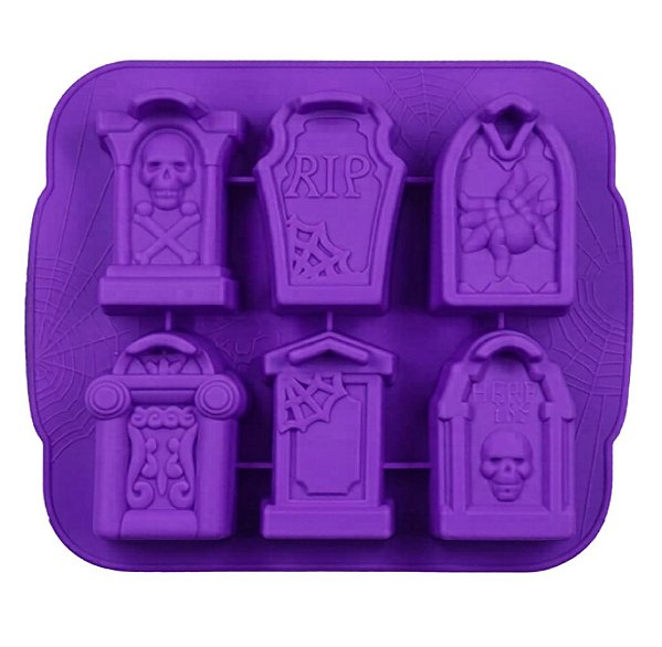 Forma de Silicone para Confeitaria Lápides de Halloween – 6 Cavidades