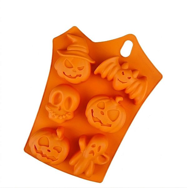 Forma de Silicone Halloween  p/ Chocolate Gelatina Gelo Bolo 6 Cavidades