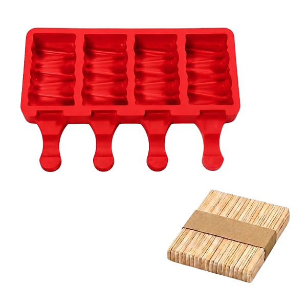 Forma de Silicone para Picolé e Sorvete - Modelo Twix