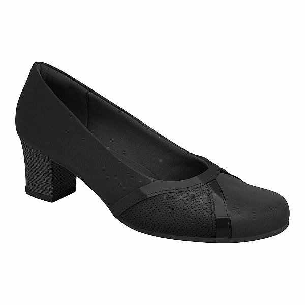 Scarpin Piccadilly Laura Hello Salto Médio Preto 110159 - Joanete