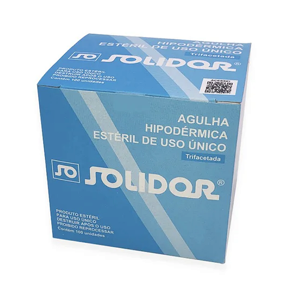 Agulha Hipodérmica- SOLIDOR- 25x0,8- caixa 100 un.