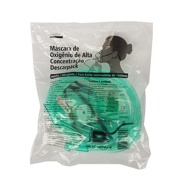 Máscara de Oxigênio Estéril de Alta Concentração DESCARPACK (Adulto-1000ml)
