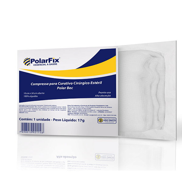 Compressa para curativo esteril 10cmx50cm -Polarfix-kit 100UN.