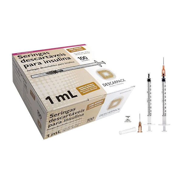 Seringa 1ml C/agulha 13x0,45 Insulina Kit 500 Un. Descarpack