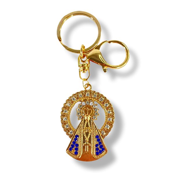 CHAVEIRO LUXO NOSSA SENHORA APARECIDA STRASS MOSQUETÃO