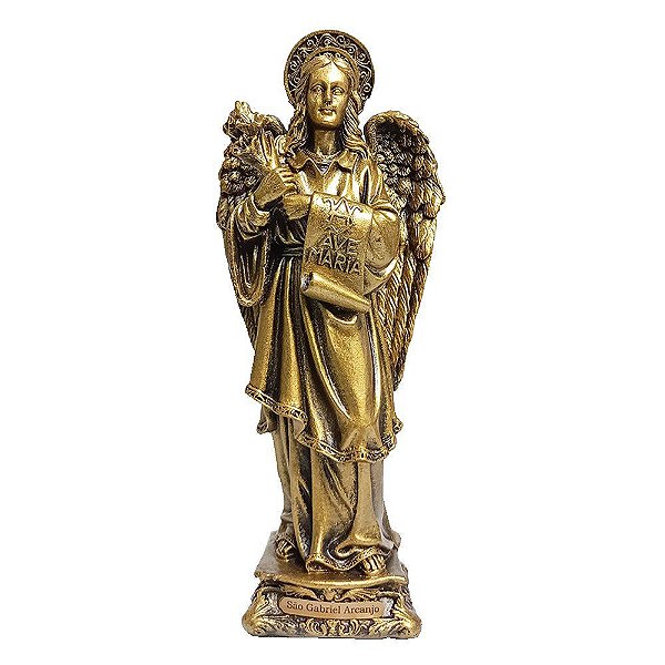 Imagem de Arcanjo São Gabriel de Resina Pintura Bronze 20 cm