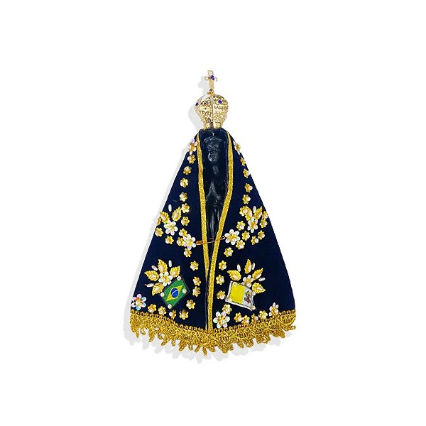 IMAGEM NOSSA SENHORA APARECIDA COM MANTO E COROA 20CM GESSO