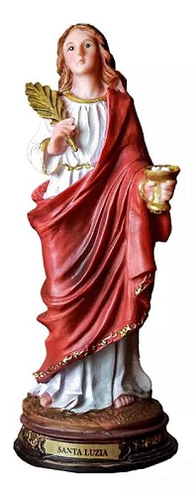 Imagem de Santa Luzia pintura artesanal em Resina 20cm