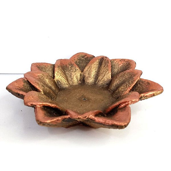 Incensário Flor de Lótus de Resina Dourada Pratinho 11CM