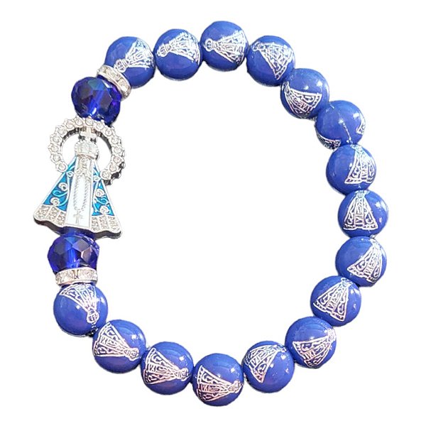 PULSEIRA AZUL 10MM NOSSA SENHORA APARECIDA RESPLENDOR STRASS