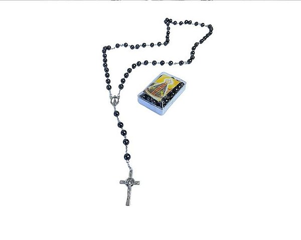 Terço hematita Medalha DE nossa senhora aparecida CONTA 8MM