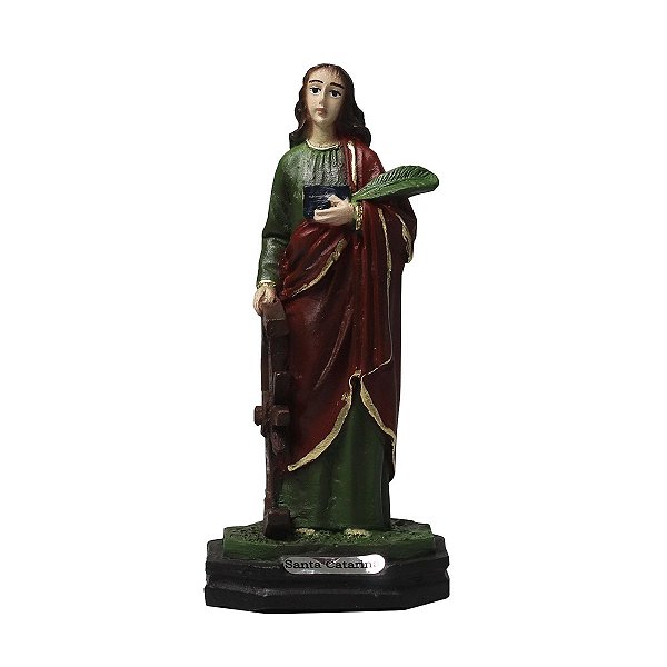 Imagem Santa Catarina Resina 15 cm pequena estudante estatua