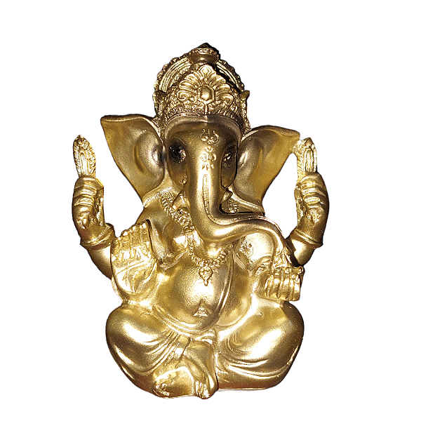 Ganesha 10cm Resina DOURADO Deus Da Prosperidade E Sabedoria