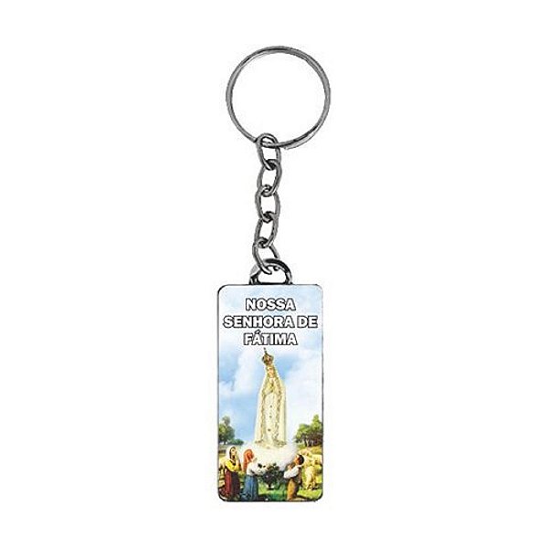 Chaveiro SANTA Nossa Senhora de Fátima Retangular BRANCO