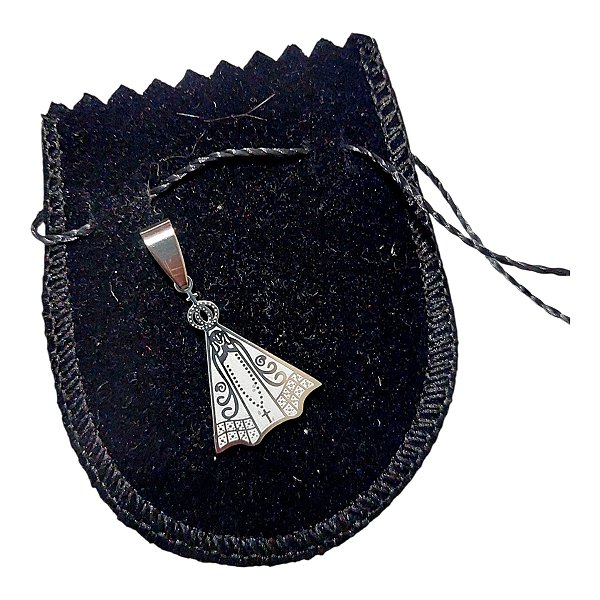 PINGENTE AÇO INOX PRATEADO SANTA NOSSA SENHORA APARECIDA