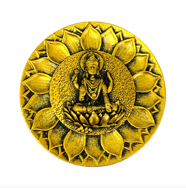 Incensário Lakshmi PRATINHO Redondo Resina Dourado 10 CM