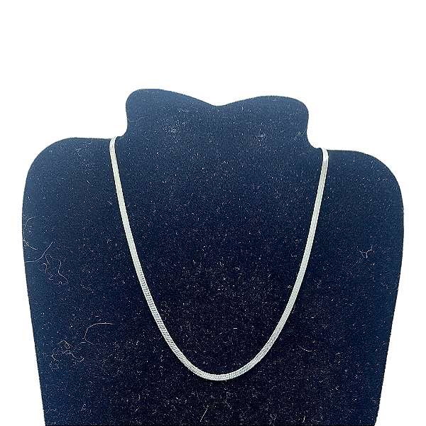 CORRENTE AÇO INOX PRATEADA SNAKE ACHATADA 0.5 MM x 45 CM