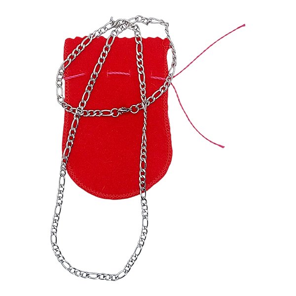 COLAR CORRENTE AÇO INOX PRATEADA FÍGARO 4 MM x 60 CM